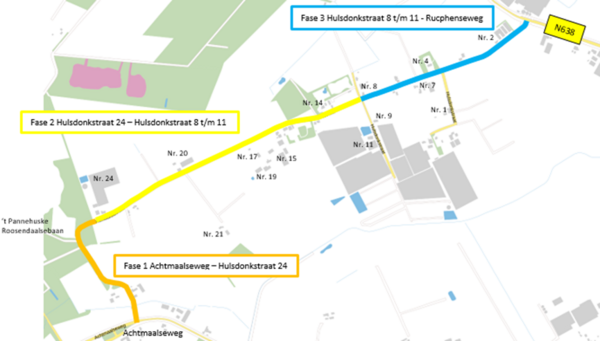 Fasering Hulsdonkstraat en Roosendaalsebaan